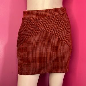 Free People Burnt Orange Plaid Houndstooth Mini Skirt size small